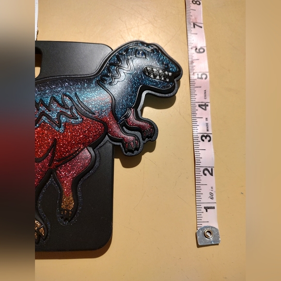 NEW COACH Dinosaur T-Rex Glitter Phone case NWT Rexy iPhone XR - Picture 6 of 11